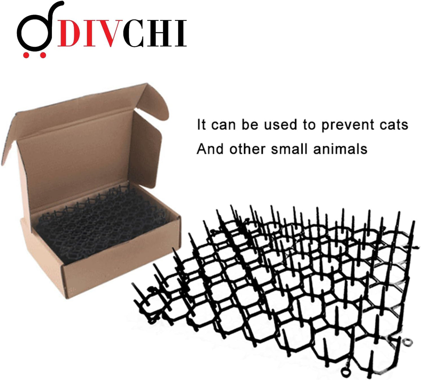 DIVCHI 12pcs 20 * 15cm Cat Scat Mat With Spikes, Anti Cat Spikes With Pegs, Cat Repellent Mat With 8pcs U Shape Pegs, Plastic Dig Stopper For Cats, Prickle Stirps Pet Deterrent For Indoor And Outdoor