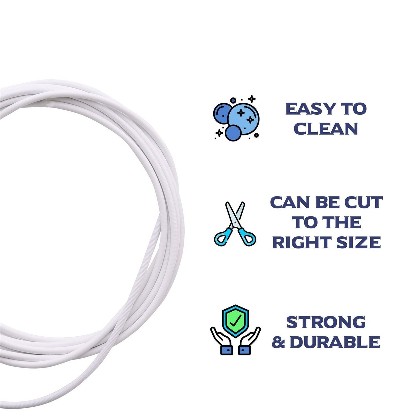 2M/3M/4M CURTAIN WIRE CORD CABLE WHITE WINDOW WITH HOOKS AND EYES - DIVCHI