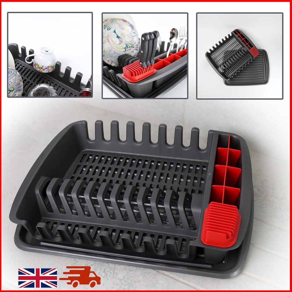 Plastic Dish Drying Rack Sink Drainer Cutlery Cup Utensil Holder For Kitchen - DIVCHI