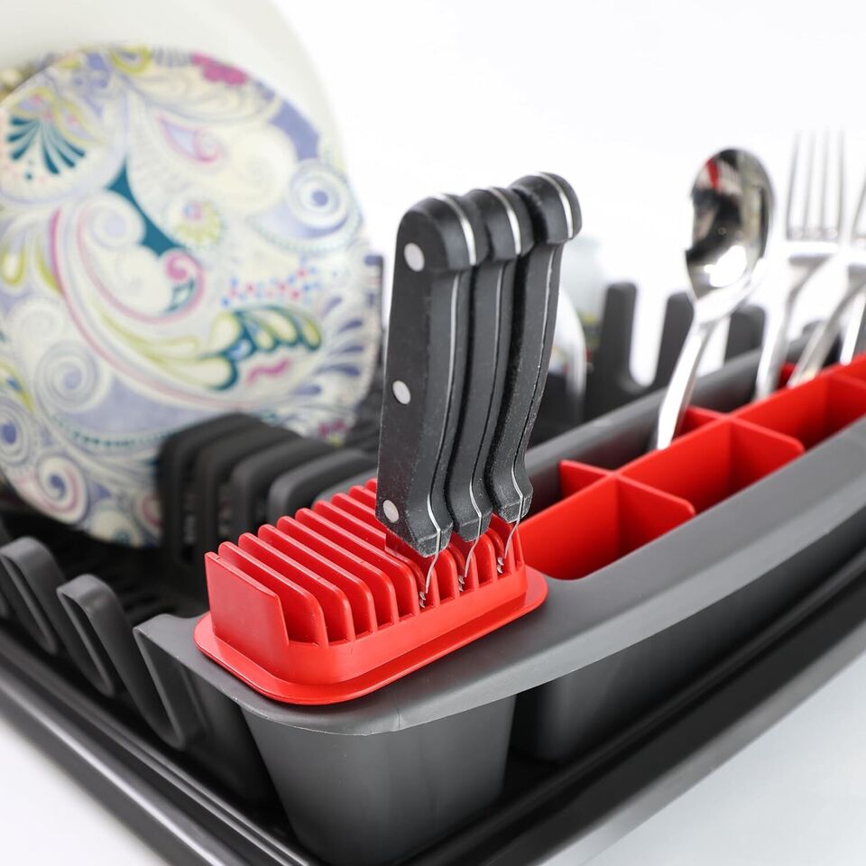Plastic Dish Drying Rack Sink Drainer Cutlery Cup Utensil Holder For Kitchen - DIVCHI