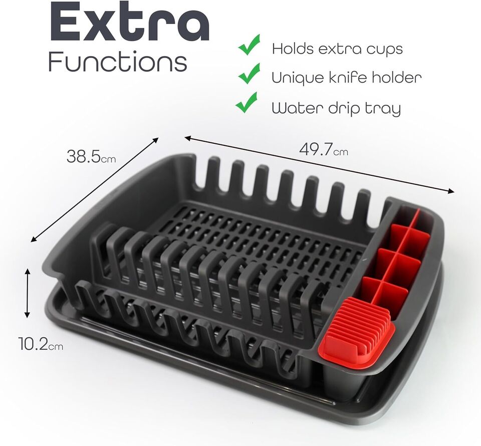 Plastic Dish Drying Rack Sink Drainer Cutlery Cup Utensil Holder For Kitchen - DIVCHI