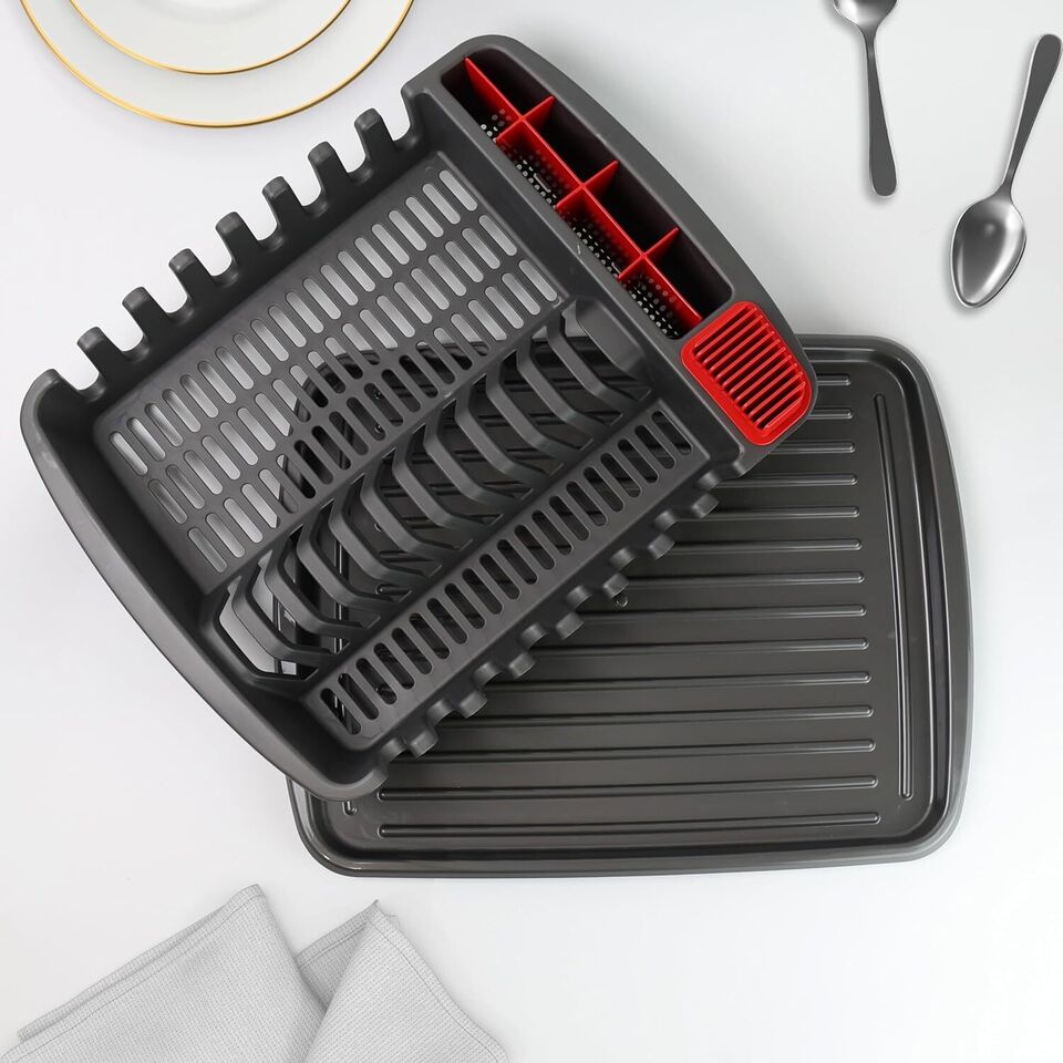 Plastic Dish Drying Rack Sink Drainer Cutlery Cup Utensil Holder For Kitchen - DIVCHI