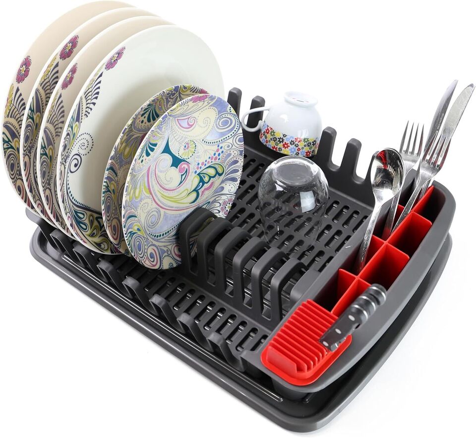 Plastic Dish Drying Rack Sink Drainer Cutlery Cup Utensil Holder For Kitchen - DIVCHI