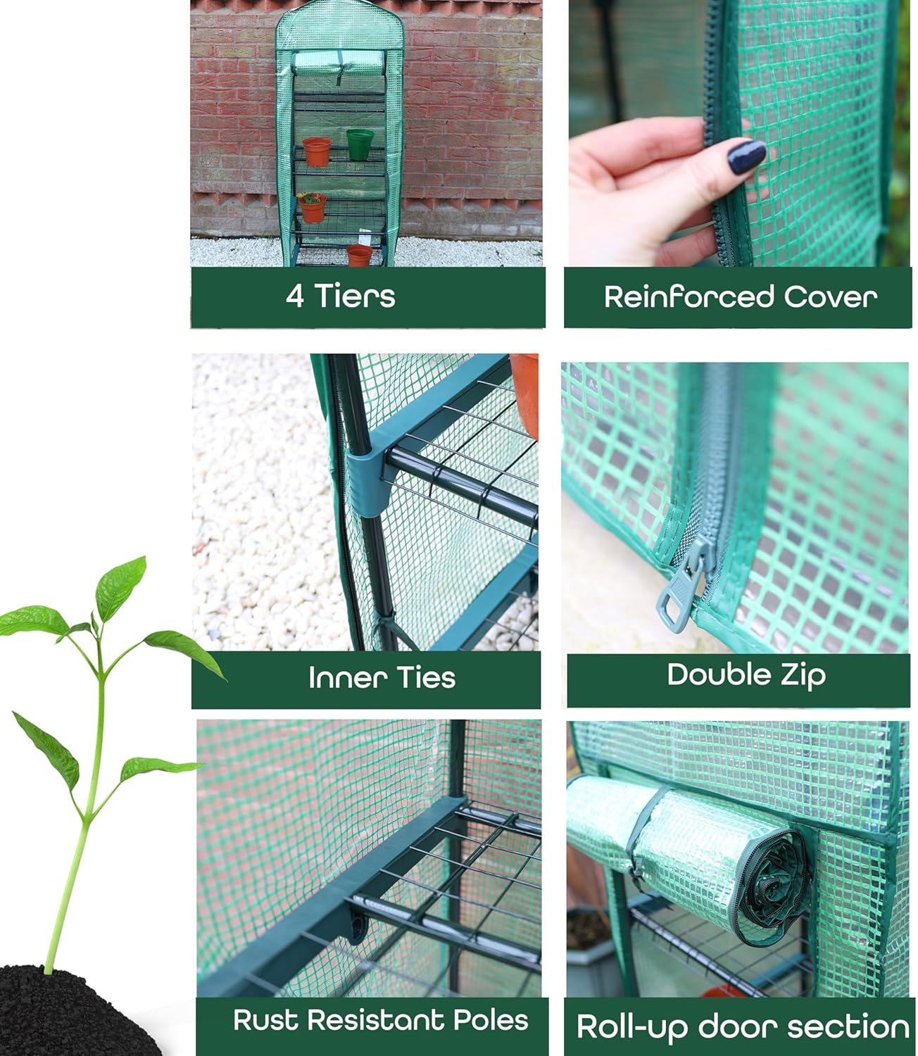 DIVCHI 4-Tier Mini Greenhouse for Indoor & Outdoor Use – Heavy Duty Garden Grow House for Vegetables, Flowers, Herbs & Seedlings - DIVCHI