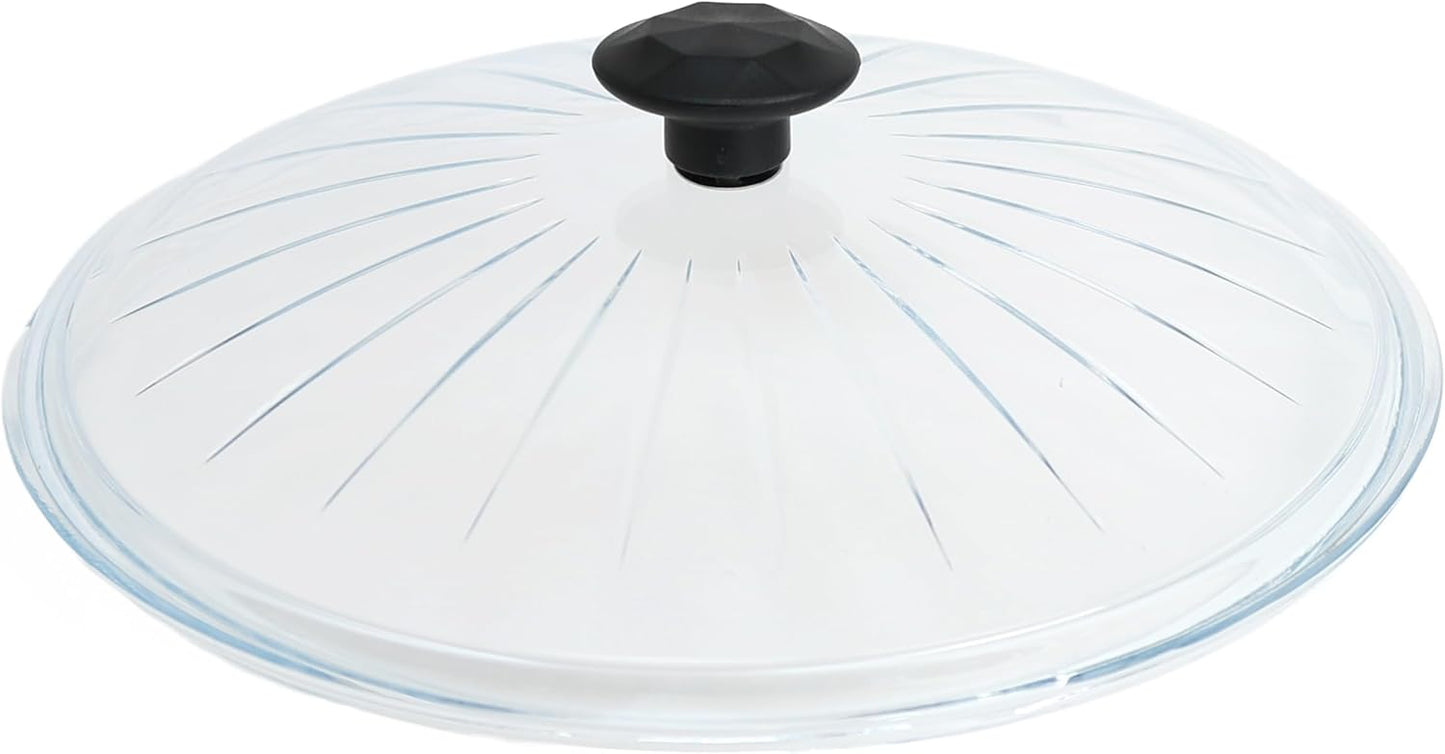 Close-up of DIVCHI tempered glass lid with black handle