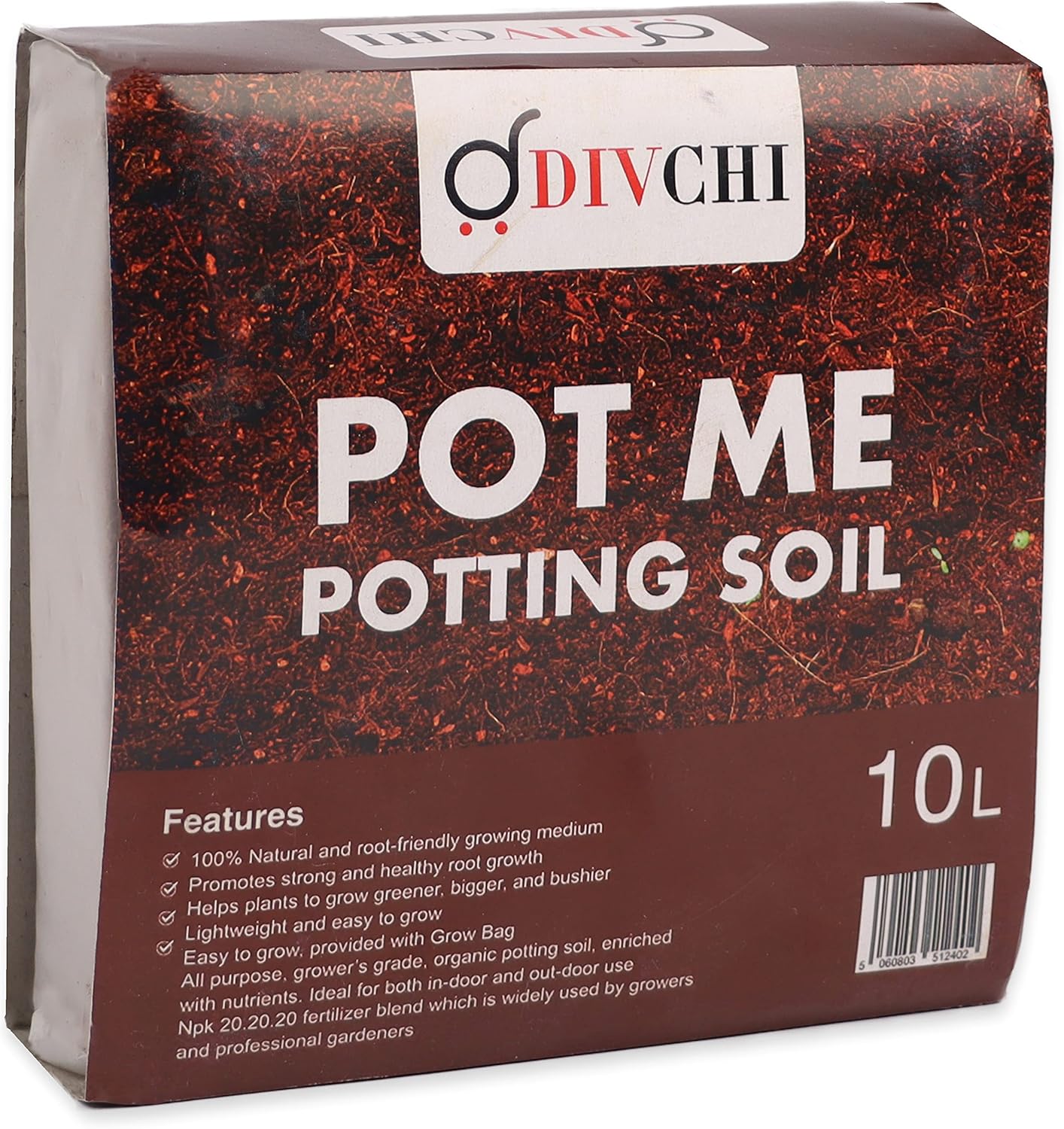 DIVCHI 10L Multi-Purpose Compost Soil – Organic Nutrient-Rich Compost Mix for Potting, Planting, Growing Seeds, Vegetables, Flowers & Herbs - DIVCHI