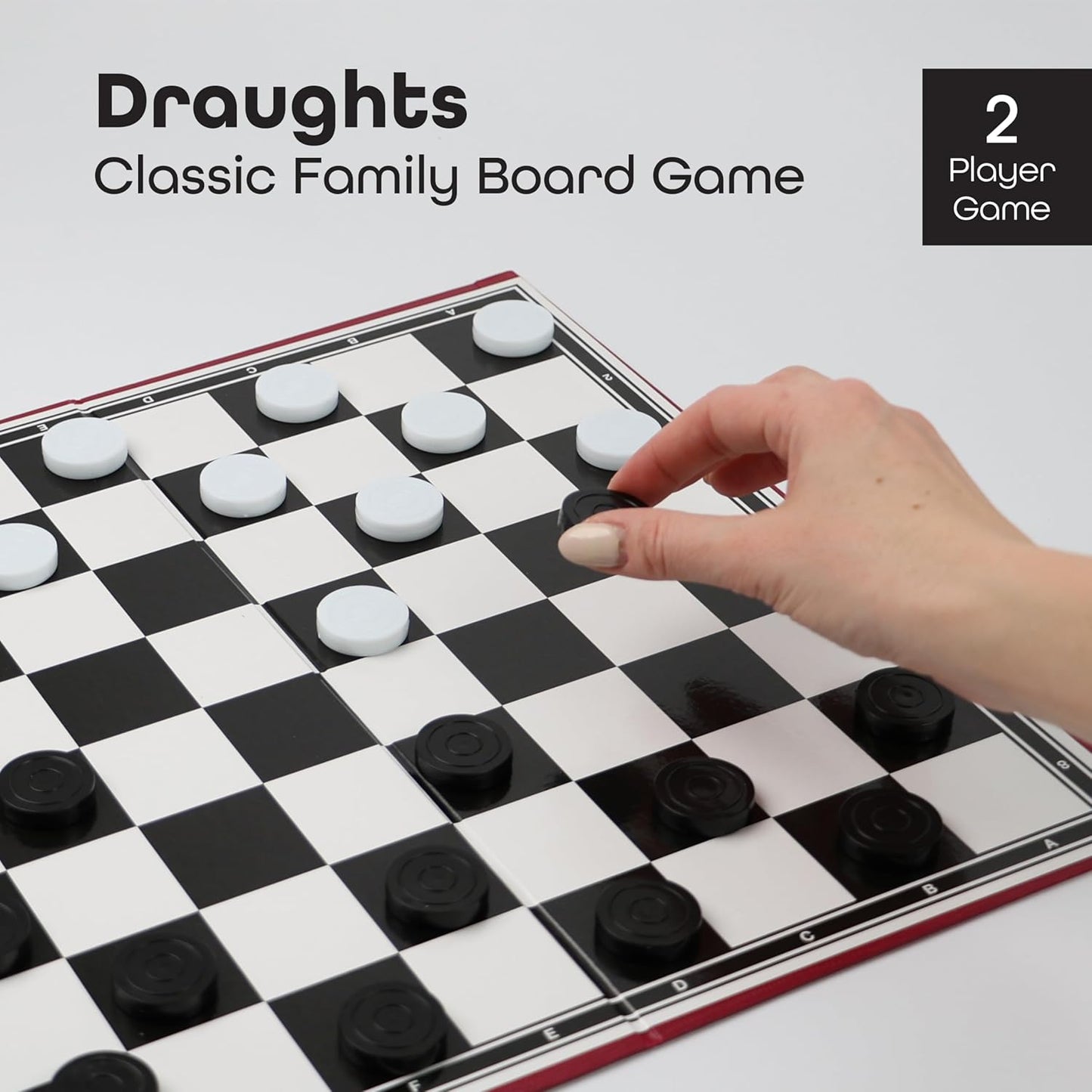 Draughts Board Game | 14" Foldable Draughts Set | Checkers & Draughts Game | Traditional Games | For Children And Adults - DIVCHI