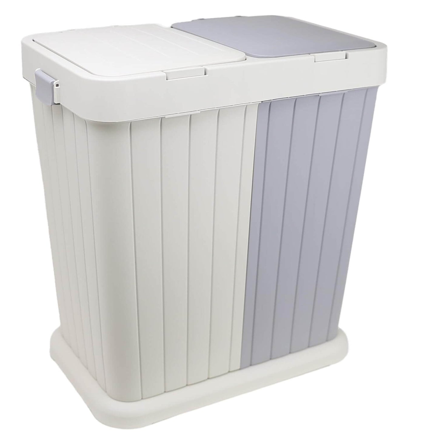 Dual Compartment Waste & Recycling Bin with Push Open Closure – Space-Saving Double Trash Can/Rubbish Bin - DIVCHI