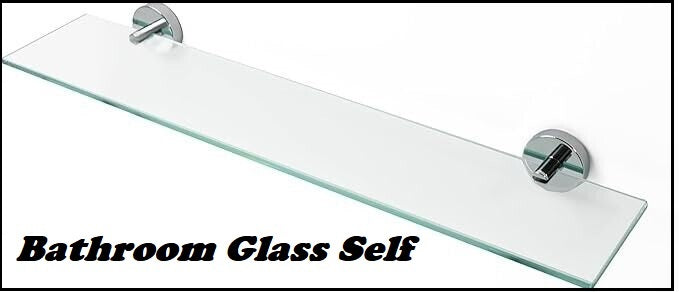 Clear Bathroom Glass Shelf Wall Mounted 5mm Tempered Transparent Chrome Plated