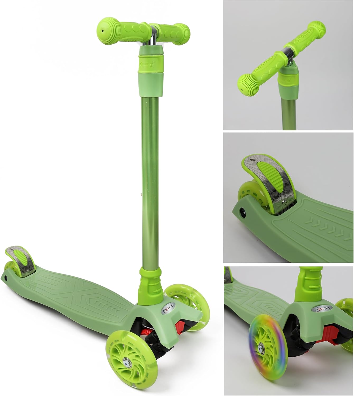 Scooter For Kids 3 Wheel Scooter For Girls & Boys, Kick Scooter With 4 Adjustable Height, Lean To Steer, Light Up Wheels Push Scooter For Children - DIVCHI