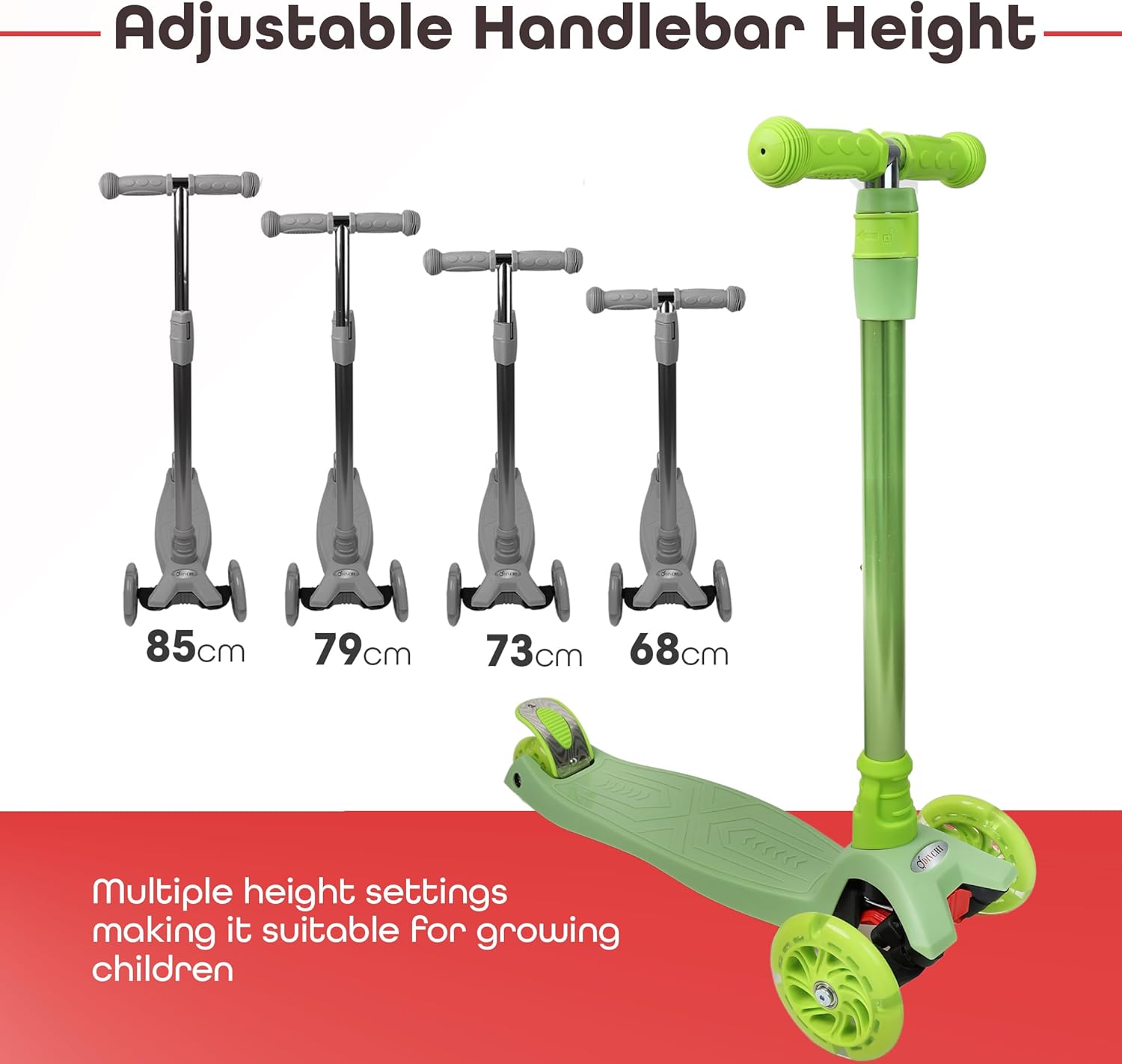 Scooter For Kids 3 Wheel Scooter For Girls & Boys, Kick Scooter With 4 Adjustable Height, Lean To Steer, Light Up Wheels Push Scooter For Children - DIVCHI