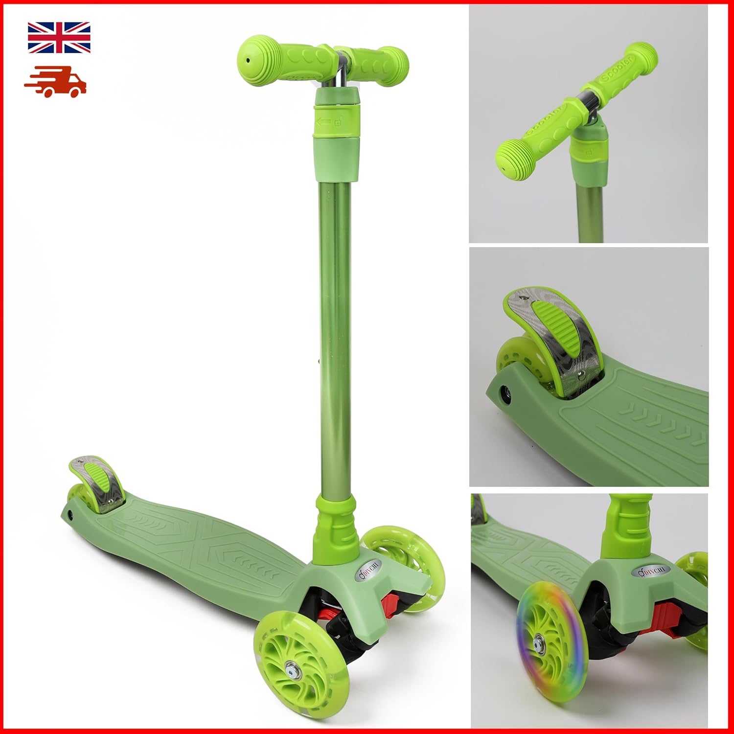 Scooter For Kids 3 Wheel Scooter For Girls & Boys, Kick Scooter With 4 Adjustable Height, Lean To Steer, Light Up Wheels Push Scooter For Children - DIVCHI