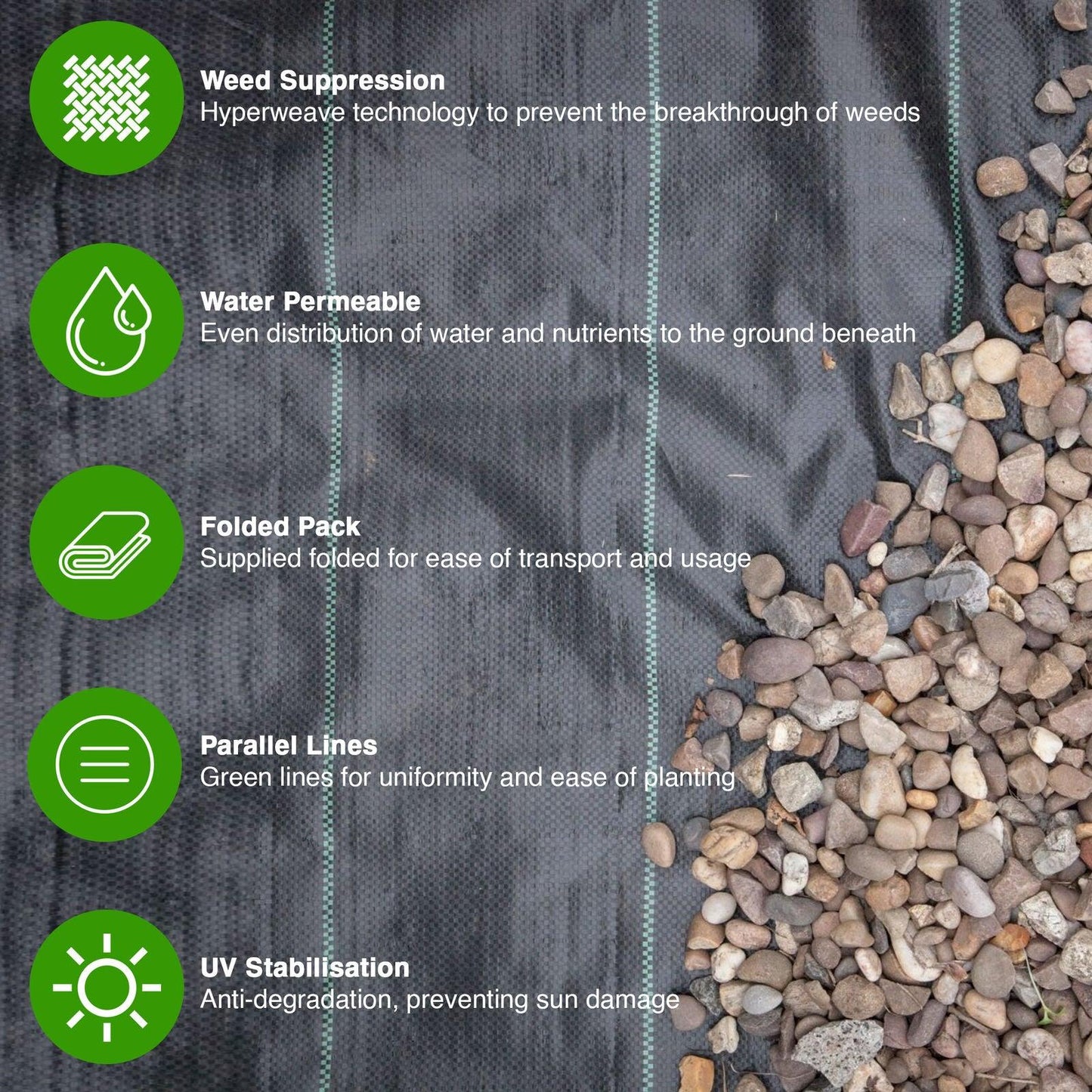 DIVCHI 500 x 150 x 0.5 cm Weed Control Fabric Roll Lay Down Outdoor Garden - DIVCHI