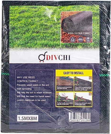 DIVCHI 500 x 150 x 0.5 cm Weed Control Fabric Roll Lay Down Outdoor Garden - DIVCHI