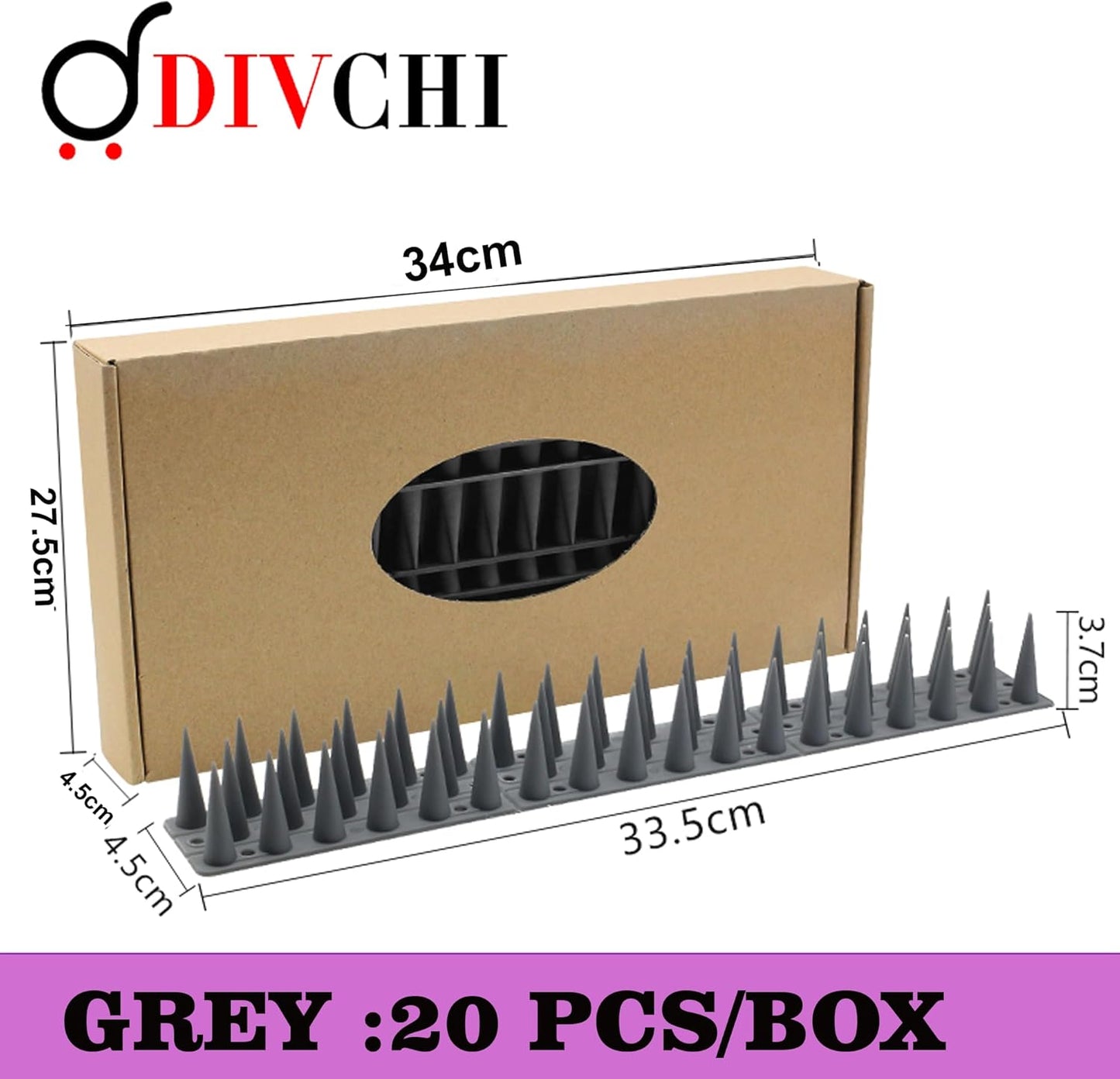 DIVCHI 20 Pcs Bird Spikes for Anti Pigeons And Birds, Fence Wall Spikes Garden Security Anti-Climb Cat Bird Intruder Pest Deterrent, Birds Fence Roof Tall Covers 33.5 x 4.5 x 3.7cm 5M (22.4ft)