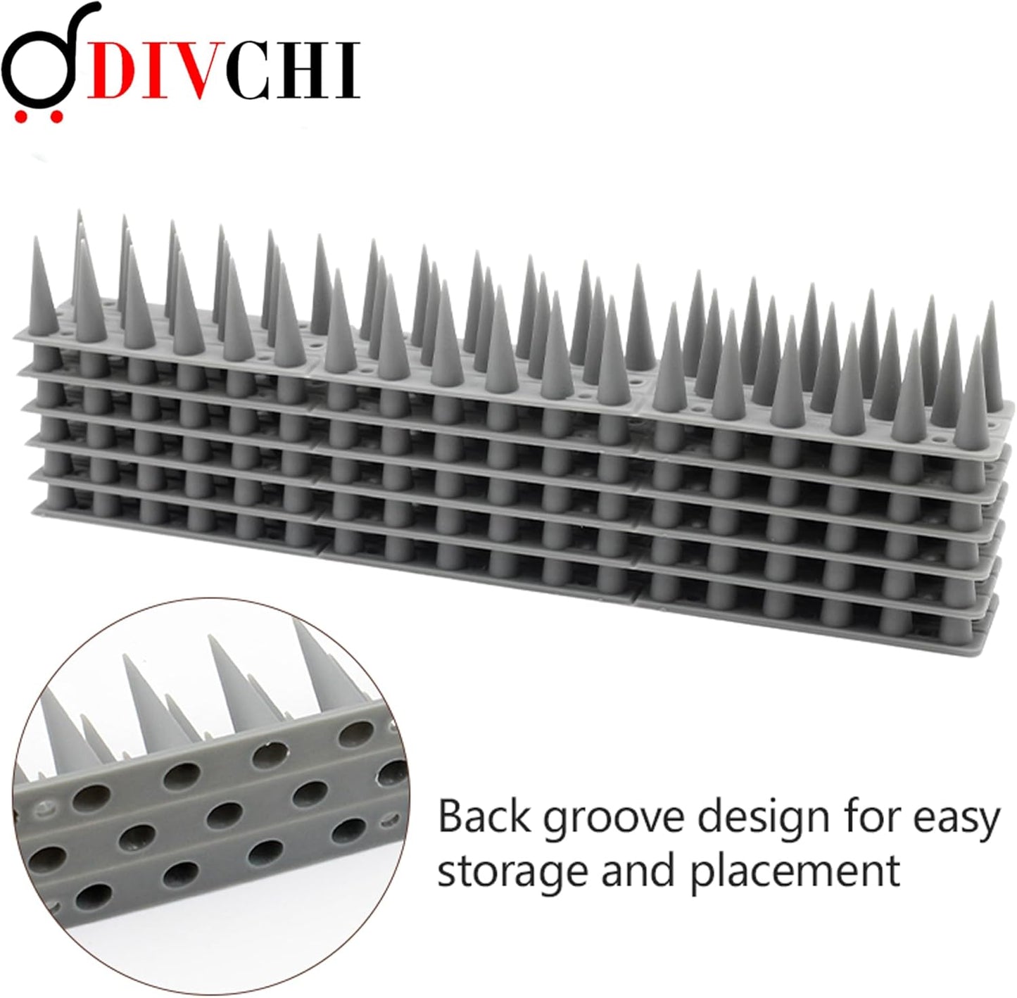 DIVCHI 20 Pcs Bird Spikes for Anti Pigeons And Birds, Fence Wall Spikes Garden Security Anti-Climb Cat Bird Intruder Pest Deterrent, Birds Fence Roof Tall Covers 33.5 x 4.5 x 3.7cm 5M (22.4ft)