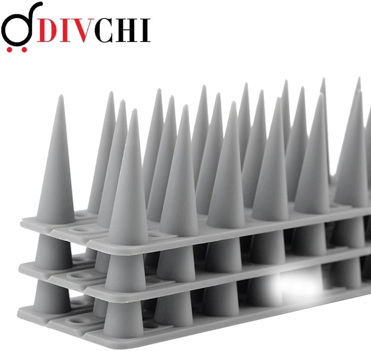 DIVCHI 20 Pcs Bird Spikes for Anti Pigeons And Birds, Fence Wall Spikes Garden Security Anti-Climb Cat Bird Intruder Pest Deterrent, Birds Fence Roof Tall Covers 33.5 x 4.5 x 3.7cm 5M (22.4ft)