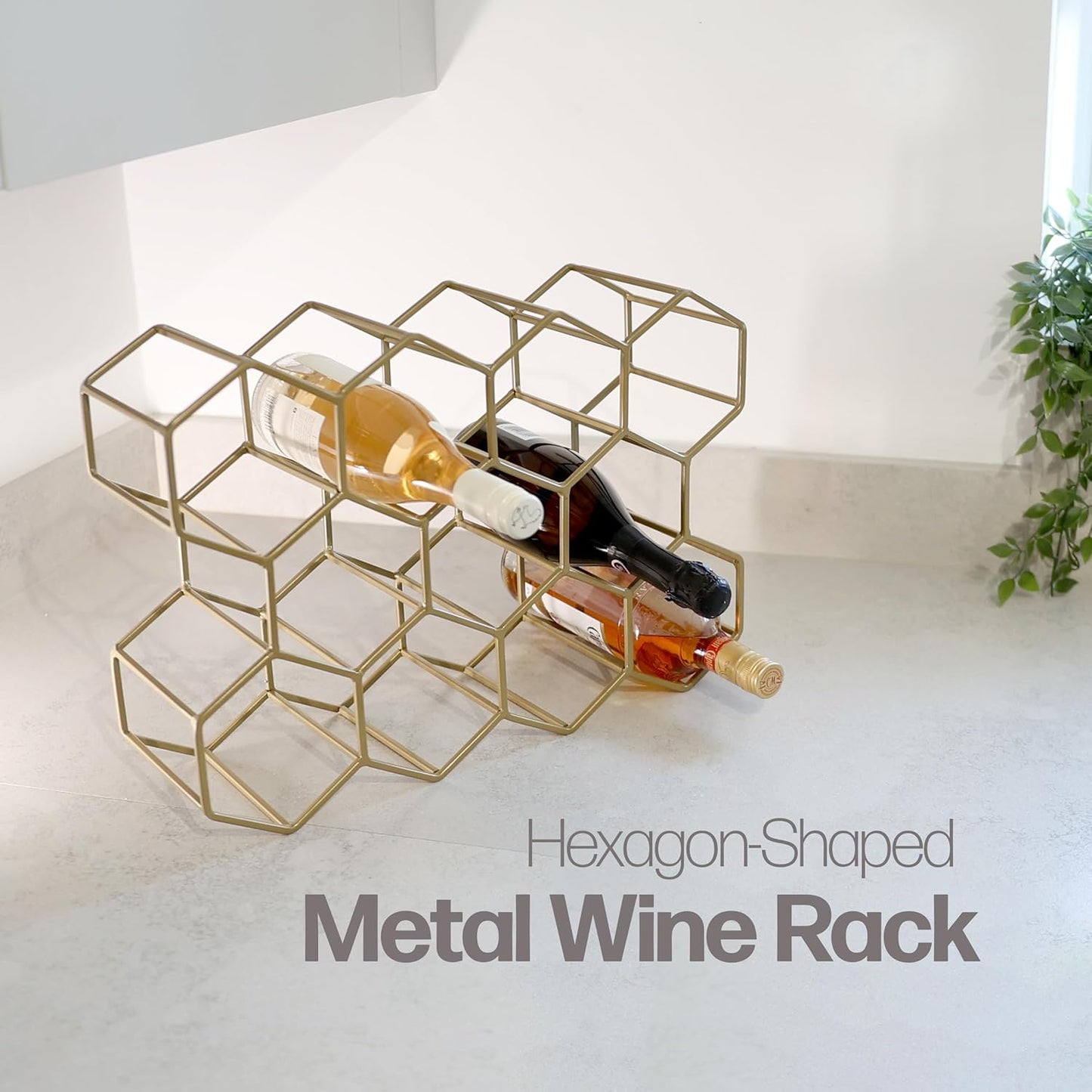 DIVCHI Wine Rack 11 Bottle Holder No Need Assembly Modern Metal Wire Wine Storage for Countertop Table Top Coffee Bar & Kitchen | Champagne Racks | Beer Stand - DIVCHI