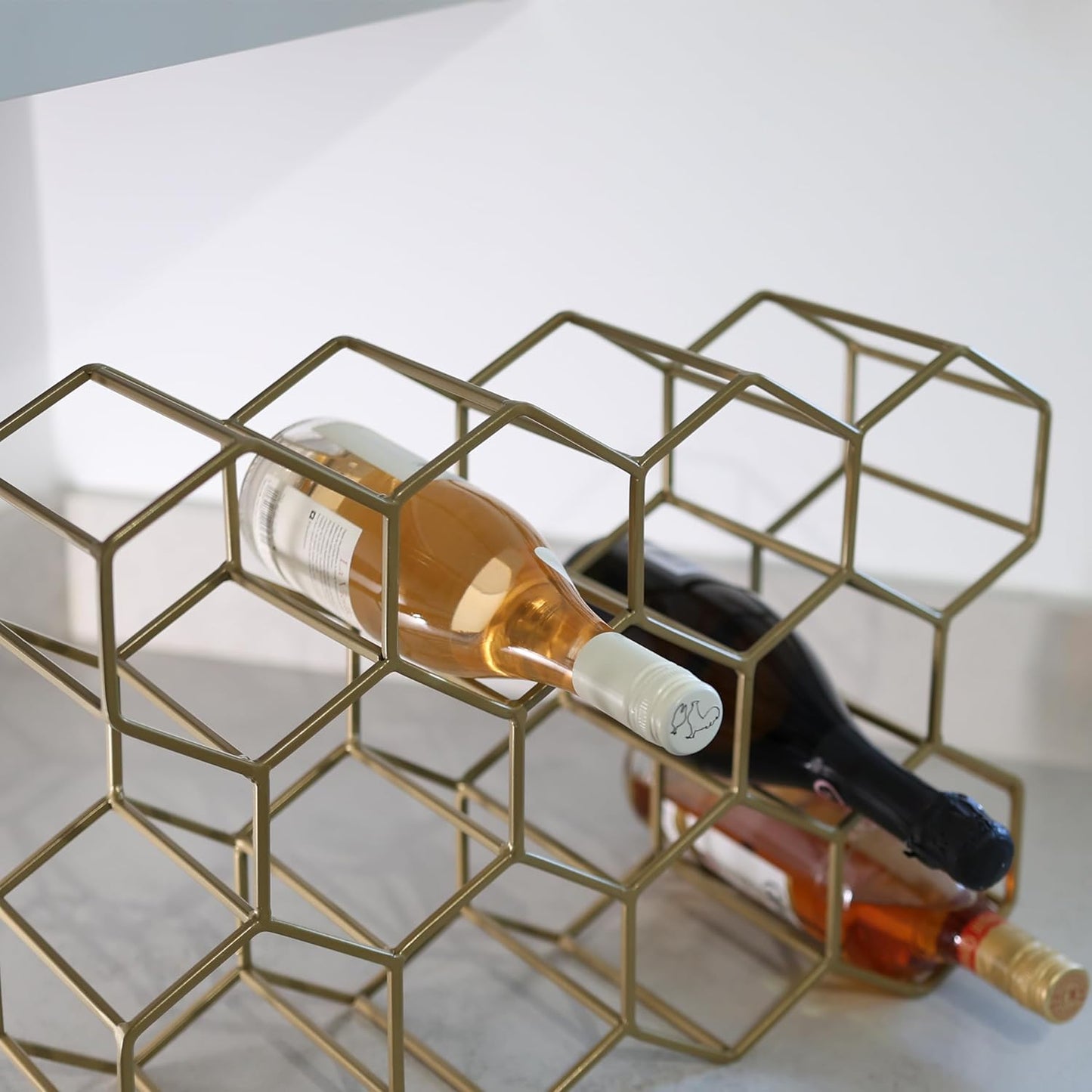 DIVCHI Wine Rack 11 Bottle Holder No Need Assembly Modern Metal Wire Wine Storage for Countertop Table Top Coffee Bar & Kitchen | Champagne Racks | Beer Stand - DIVCHI