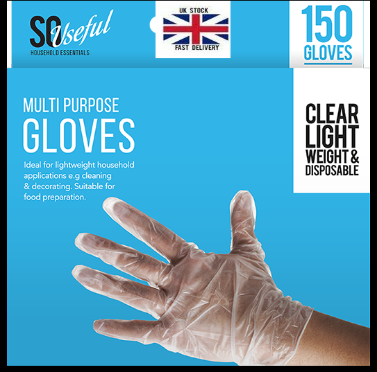 150 pack Multipurpose Transparent Plastic Disposable Safety lightweight Gloves - DIVCHI
