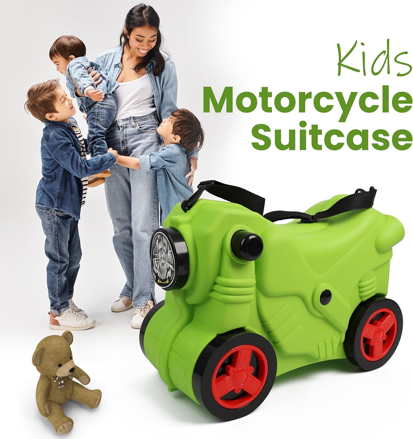 Kids Suitcase with Wheels Ride On Hand Luggage Cabin Trolley Travel Bags - DIVCHI