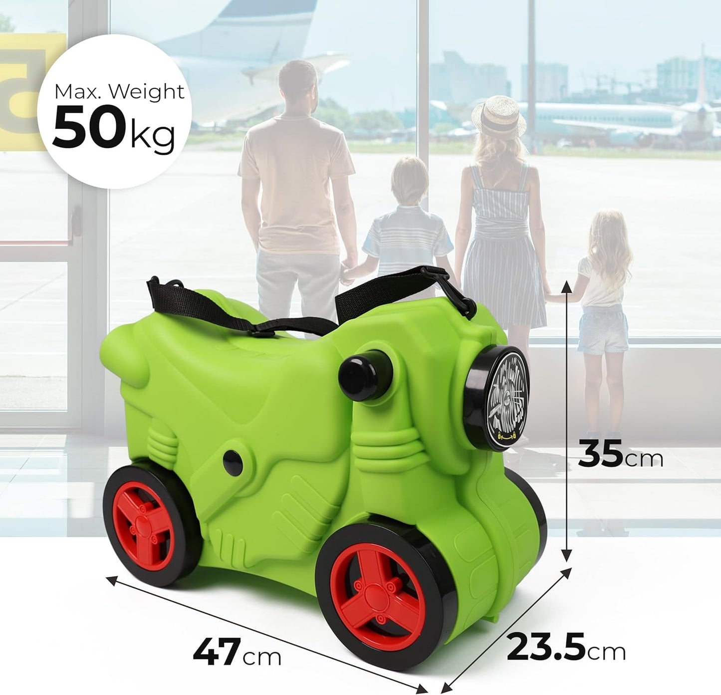 Kids Suitcase with Wheels Ride On Hand Luggage Cabin Trolley Travel Bags - DIVCHI