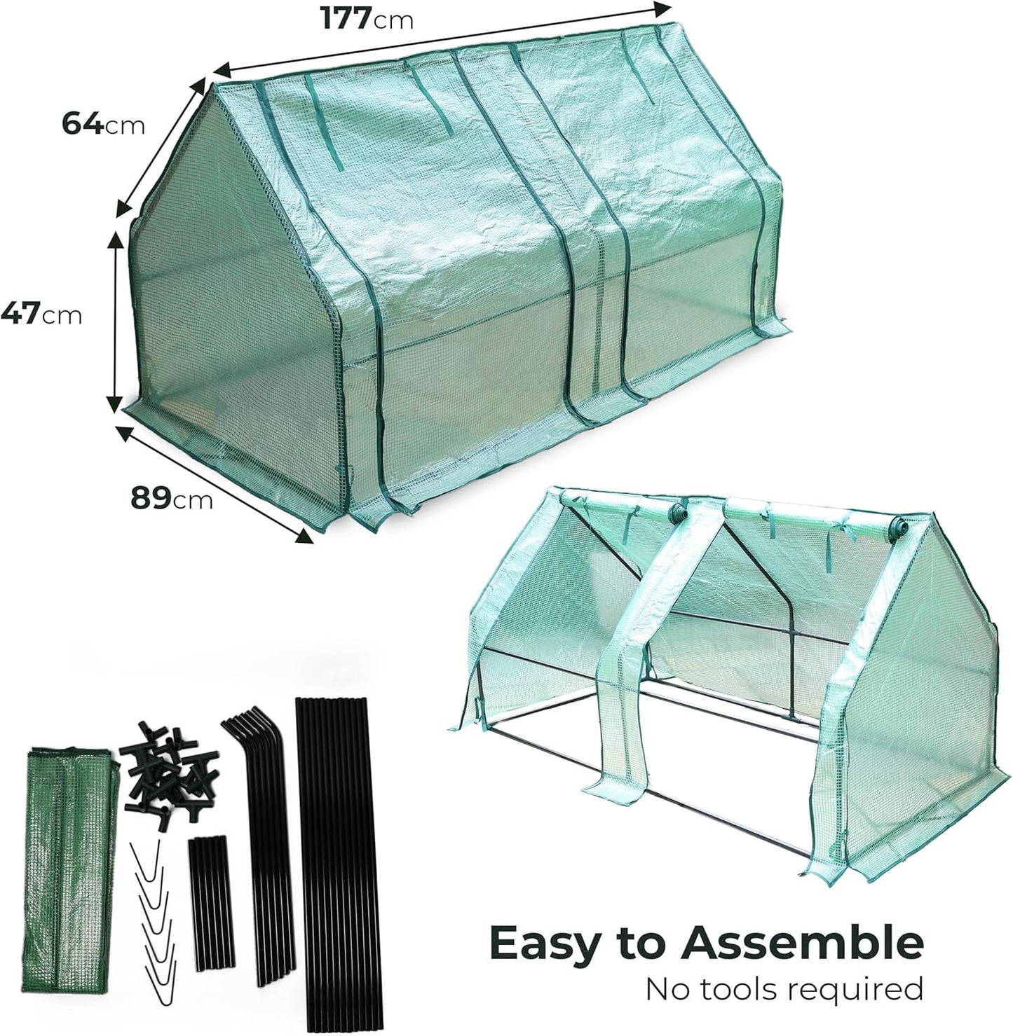 Mini Greenhouse Grow Tunnel With 2 Zipper Doors Vegetable Growhouse Plants Tent - DIVCHI