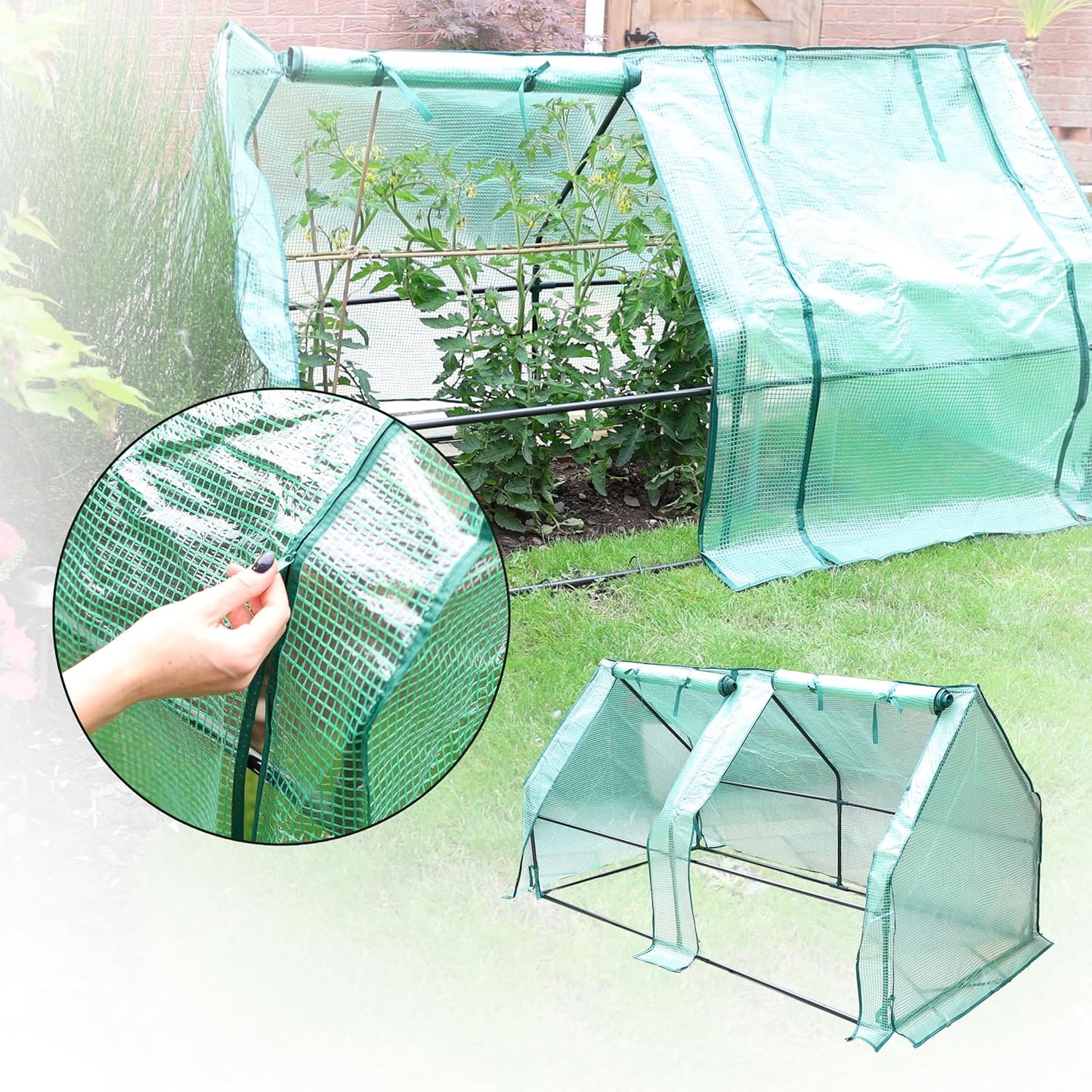 Mini Greenhouse Grow Tunnel With 2 Zipper Doors Vegetable Growhouse Plants Tent - DIVCHI