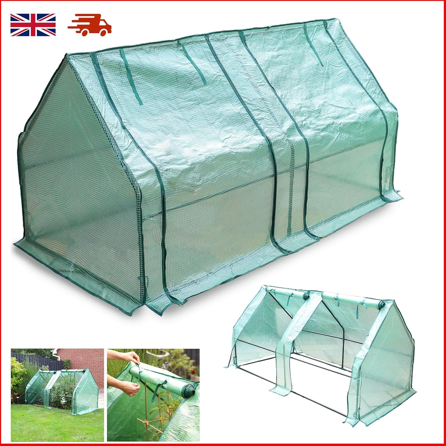 Mini Greenhouse Grow Tunnel With 2 Zipper Doors Vegetable Growhouse Plants Tent - DIVCHI
