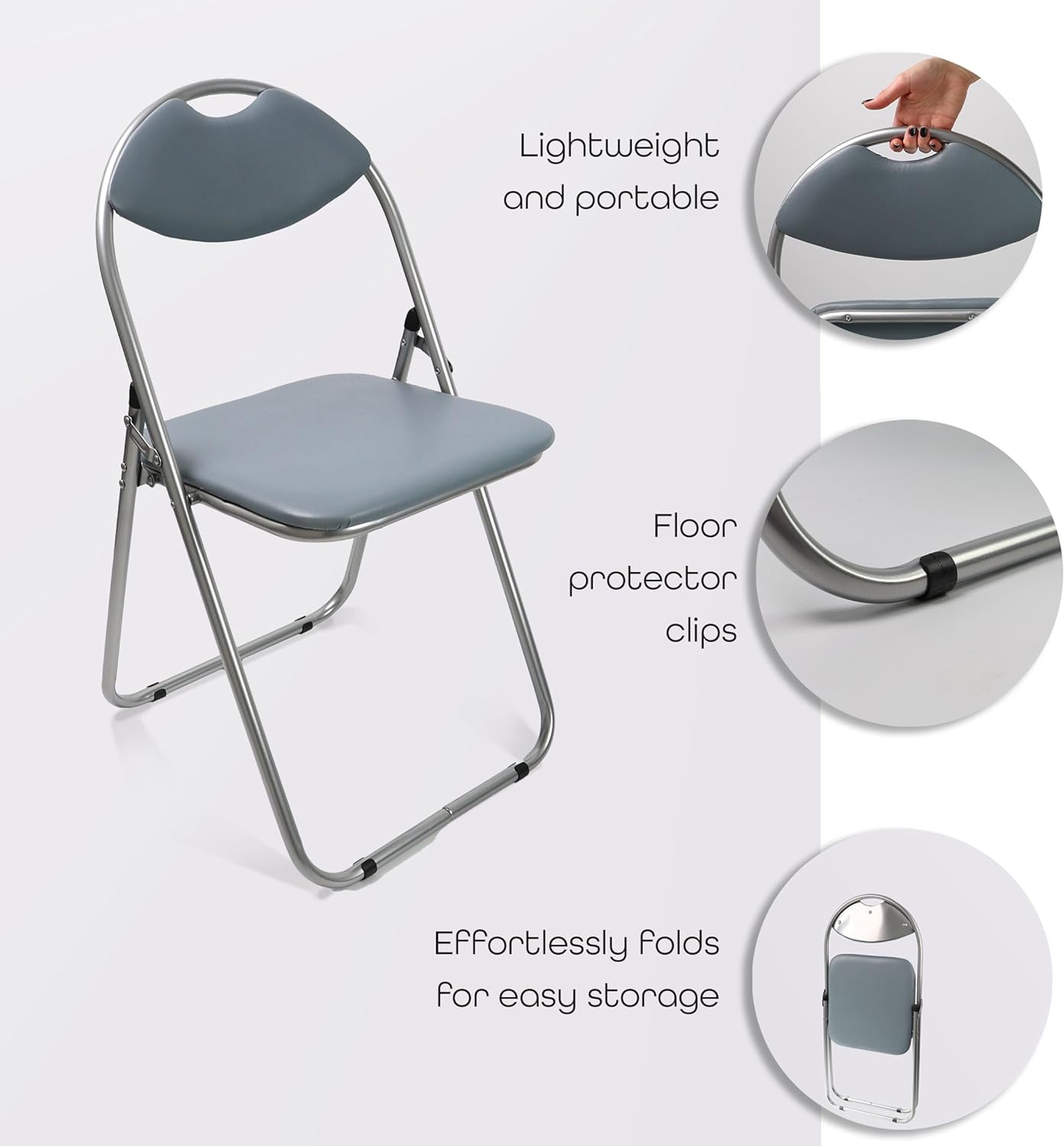 Folding Paris Faux Leather Chair Easy Storage Comfy And Durable