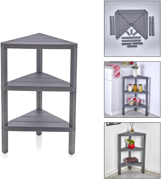 Corner Shelf Triangle Space-Saving Freestanding Shelving Unit Living Room Organiser Bookshelf