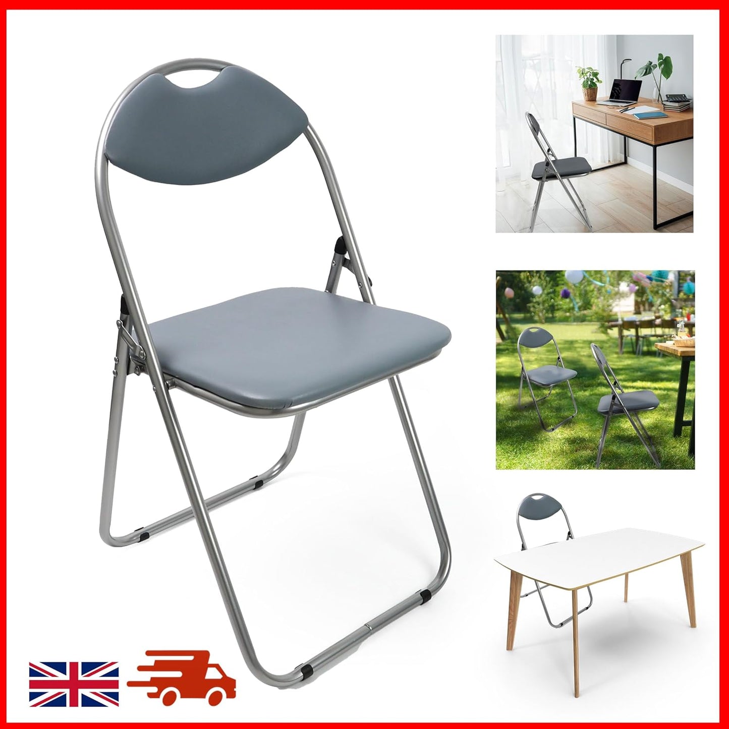 Folding Paris Faux Leather Chair Easy Storage Comfy And Durable