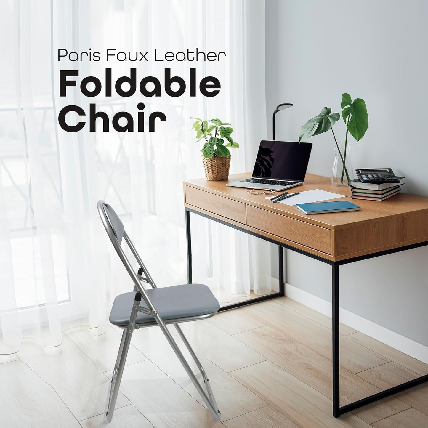 Folding Paris Faux Leather Chair Easy Storage Comfy And Durable