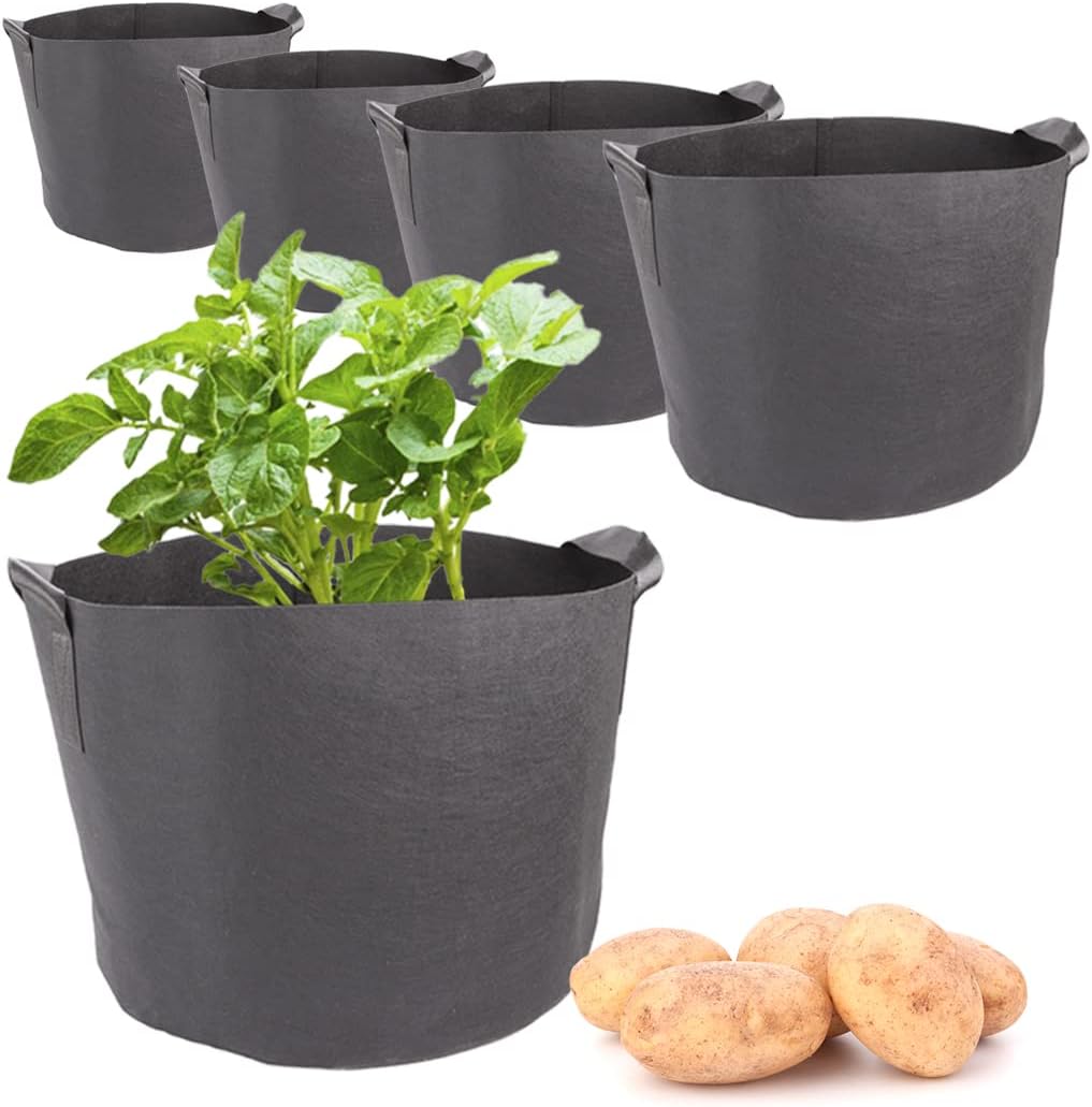 DIVCHI Vegetable Grow Bags,5 Pack Plant Grow Bags Breathable Garden Growing Bag - DIVCHI