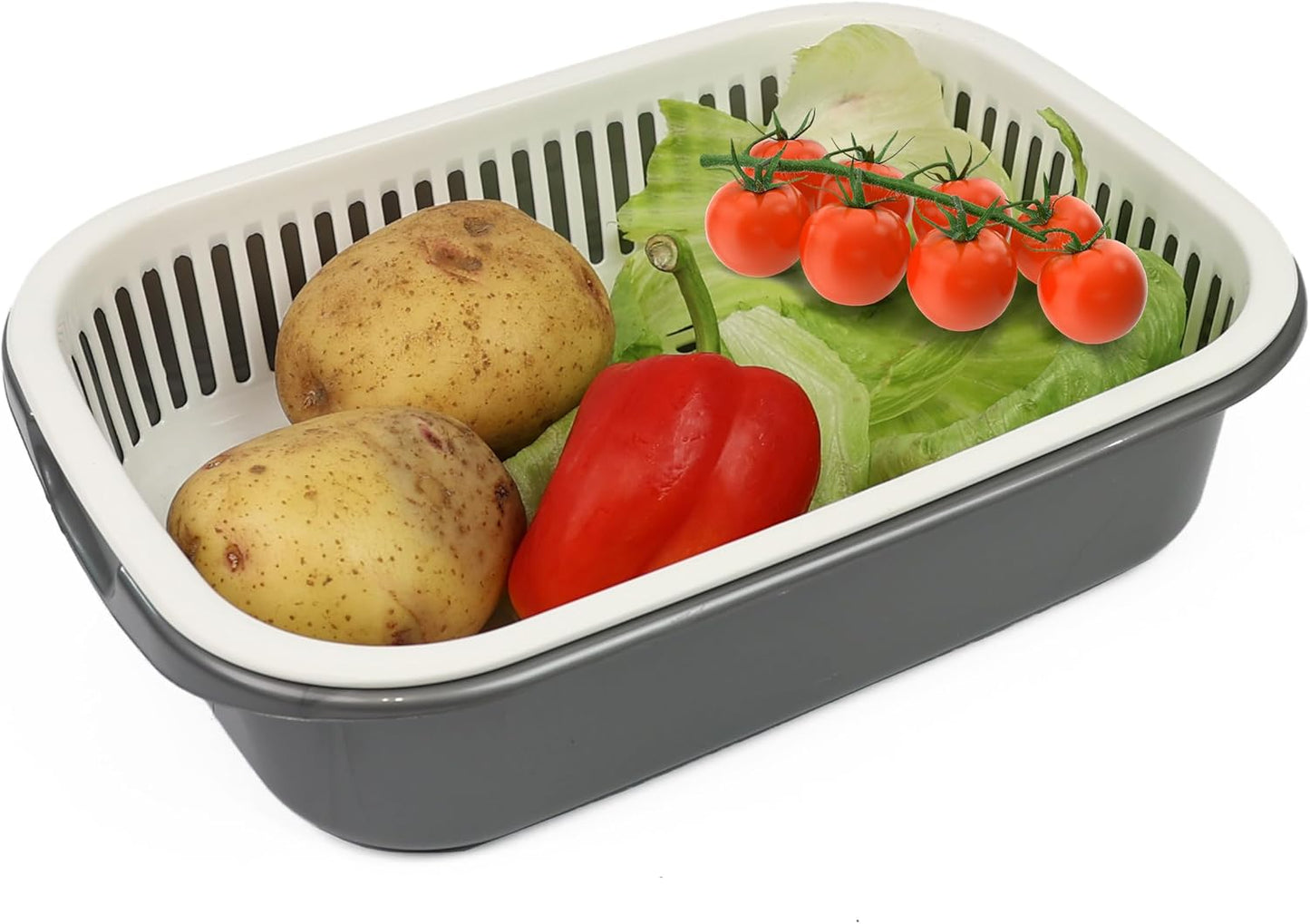 DIVCHI Colander Food Strainer Kitchen Bowl Sets Double-layer Detachable Fruits Washing Basket | Washing Bowl | Food Strainers | Colander | Vegetables Drainer - DIVCHI