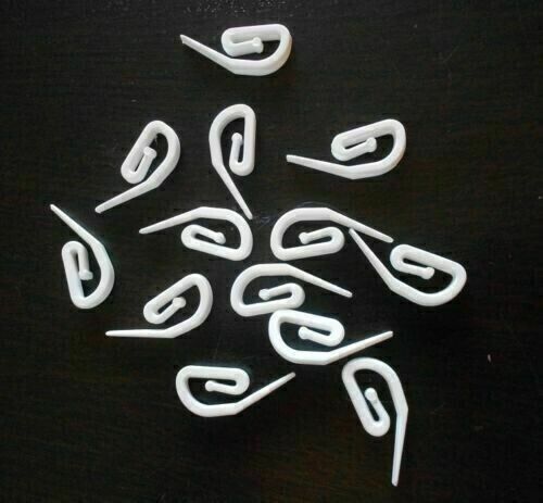 100 Pack White Plastic Curtain Hooks for Window , Door and Shower Curtain - DIVCHI