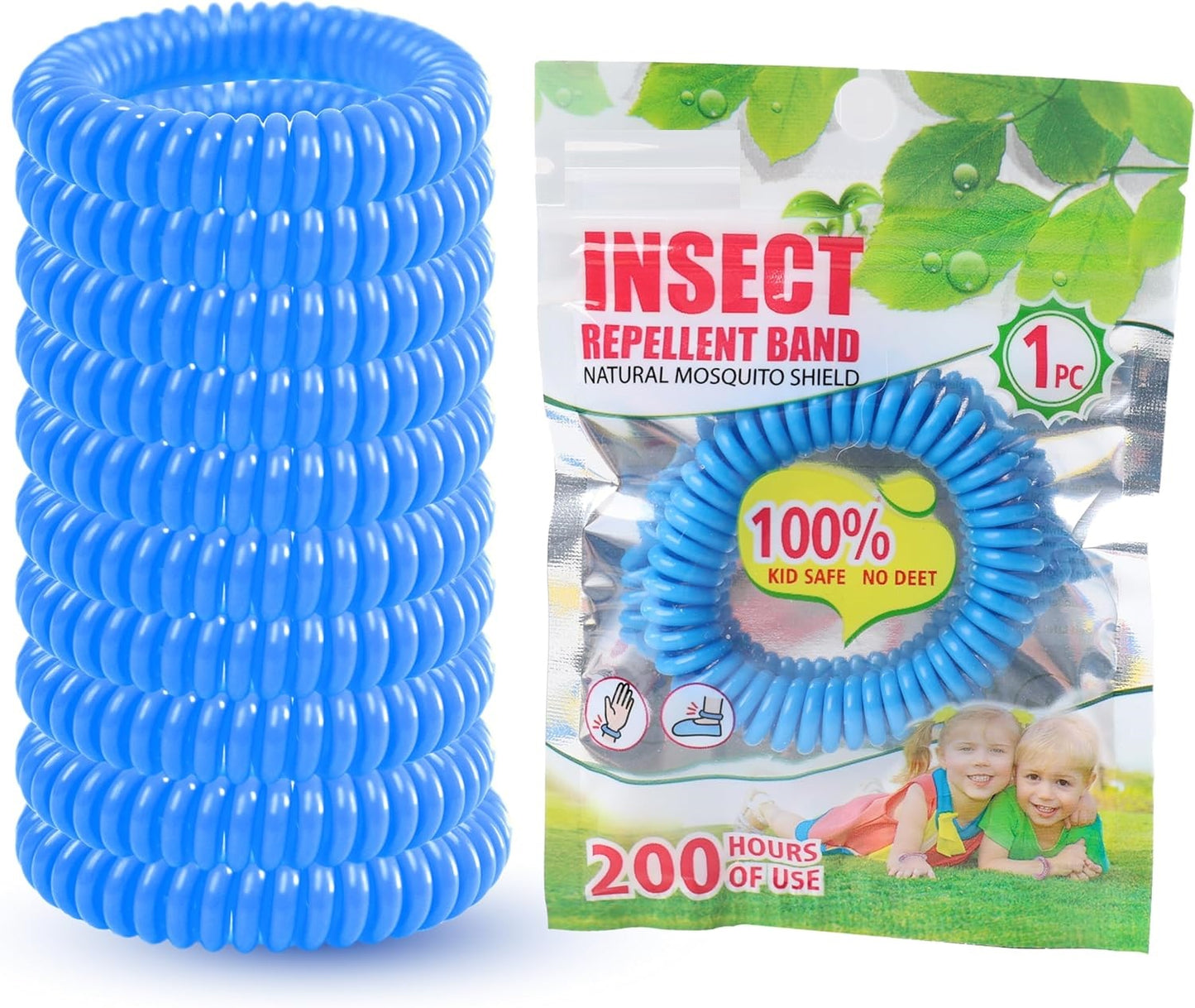 Mosquito Repellent Bracelet Bands Natural Waterproof Deet Free Anti Insect Bug Wristbands for Adults & Kids (Pack of 10) - DIVCHI