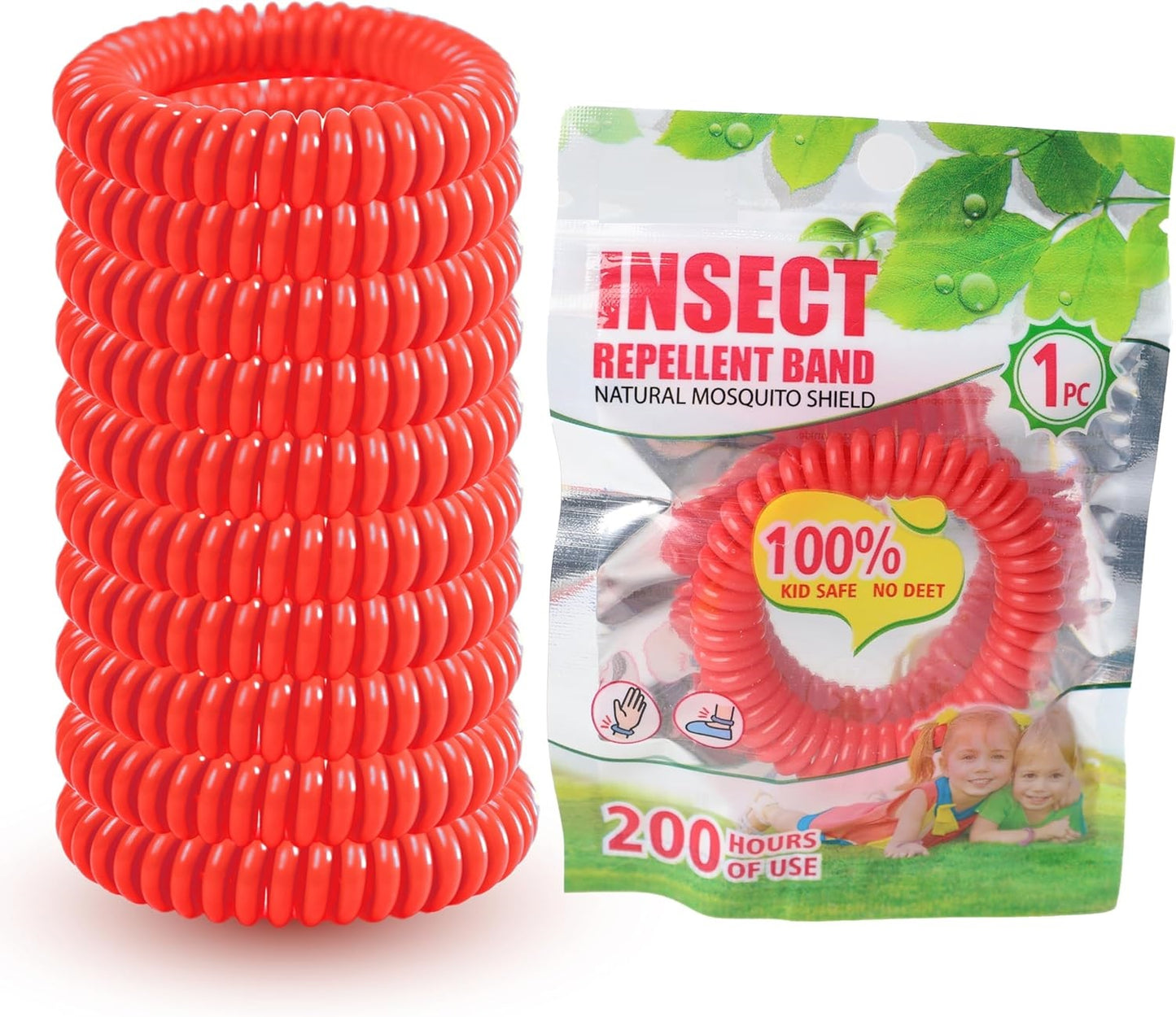 Mosquito Repellent Bracelet Bands Natural Waterproof Deet Free Anti Insect Bug Wristbands for Adults & Kids (Pack of 10) - DIVCHI