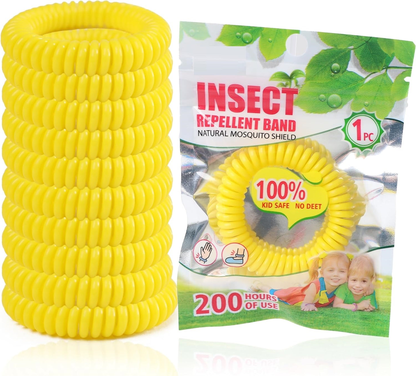Mosquito Repellent Bracelet Bands Natural Waterproof Deet Free Anti Insect Bug Wristbands for Adults & Kids (Pack of 10) - DIVCHI