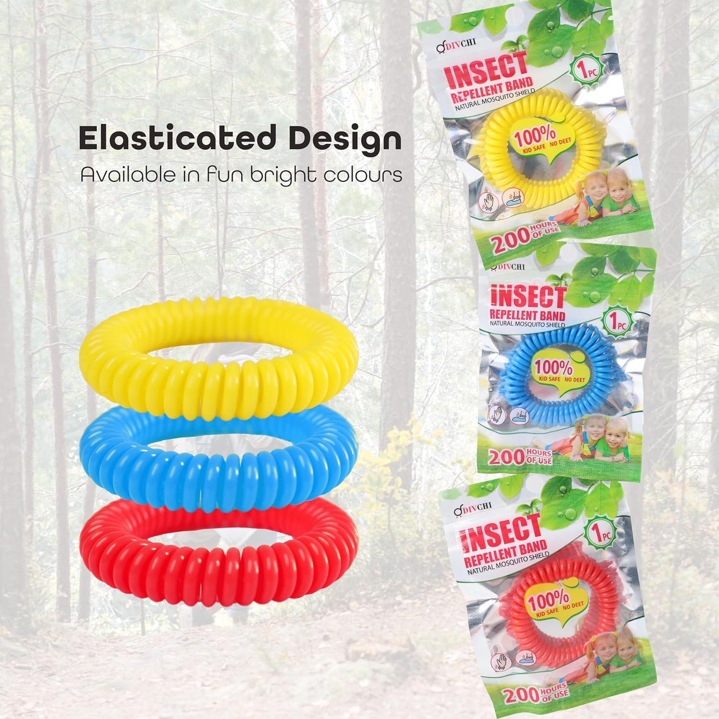 Mosquito Repellent Bracelet Bands Natural Waterproof Deet Free Anti Insect Bug Wristbands for Adults & Kids (Pack of 10) - DIVCHI