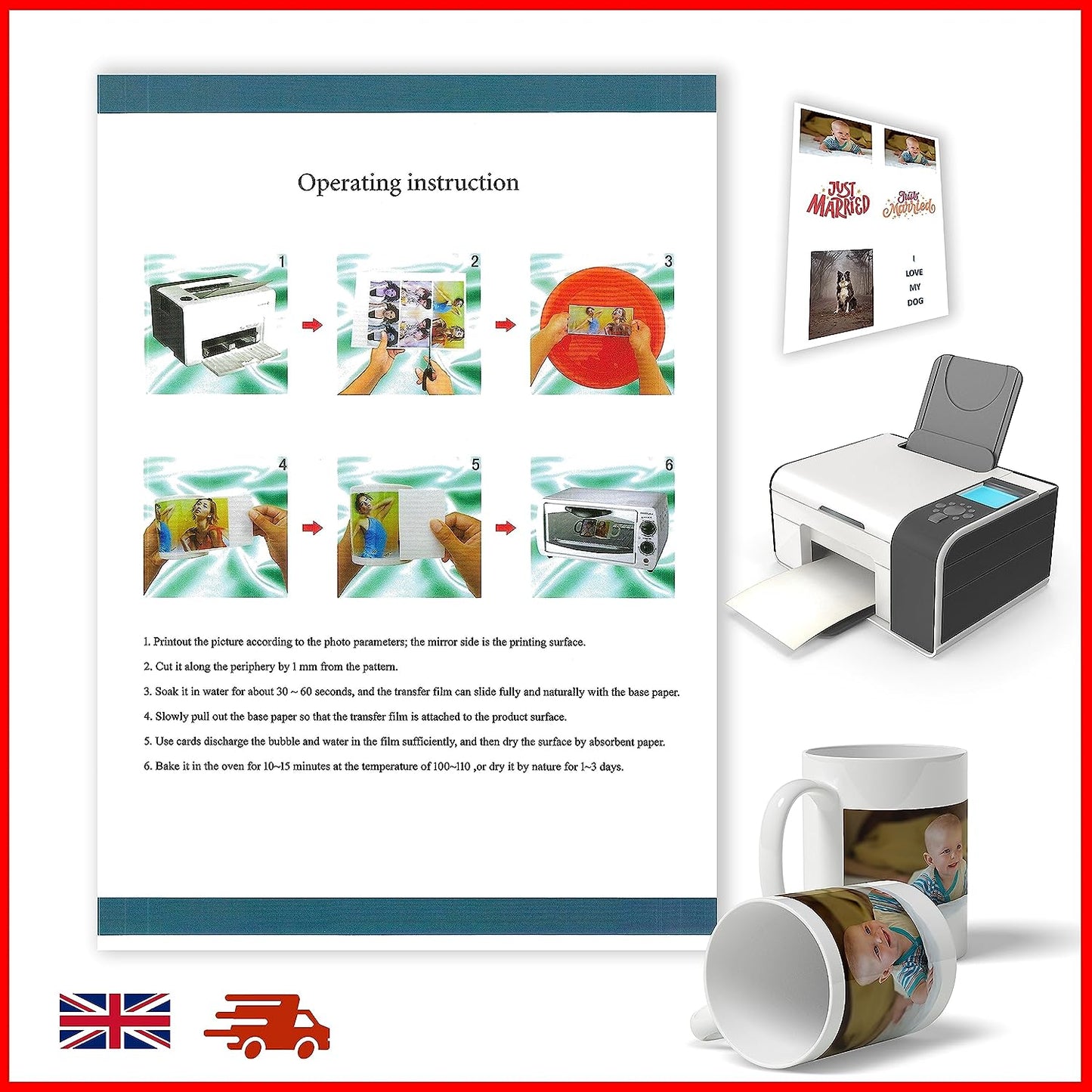 DIVCHI Water Slide Decal Paper A4 Size Inkjet and Laser Printer Decals Sheet - DIVCHI