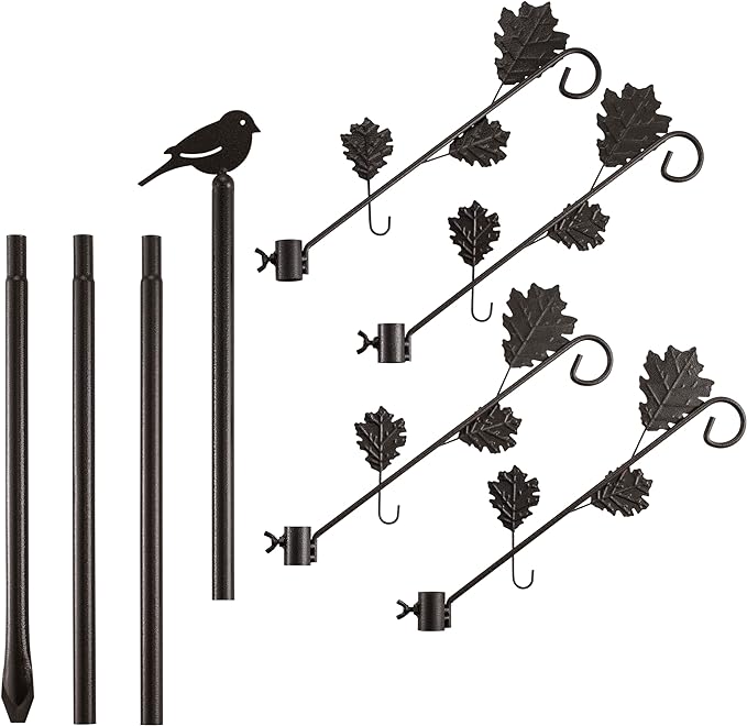 Bird Feeding Station with Leaves – Adjustable Outdoor Bird Feeder Pole for Garden Decor - DIVCHI