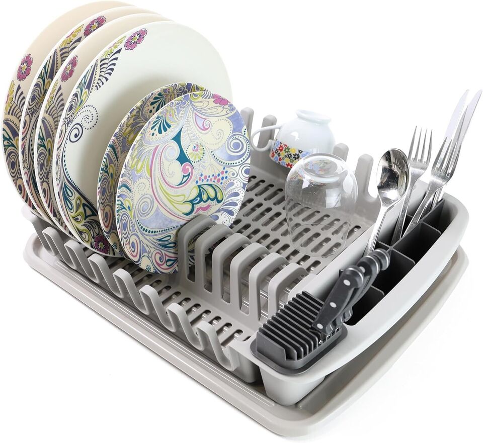 Plastic Dish Drying Rack Sink Drainer Cutlery Cup Utensil Holder For Kitchen - DIVCHI