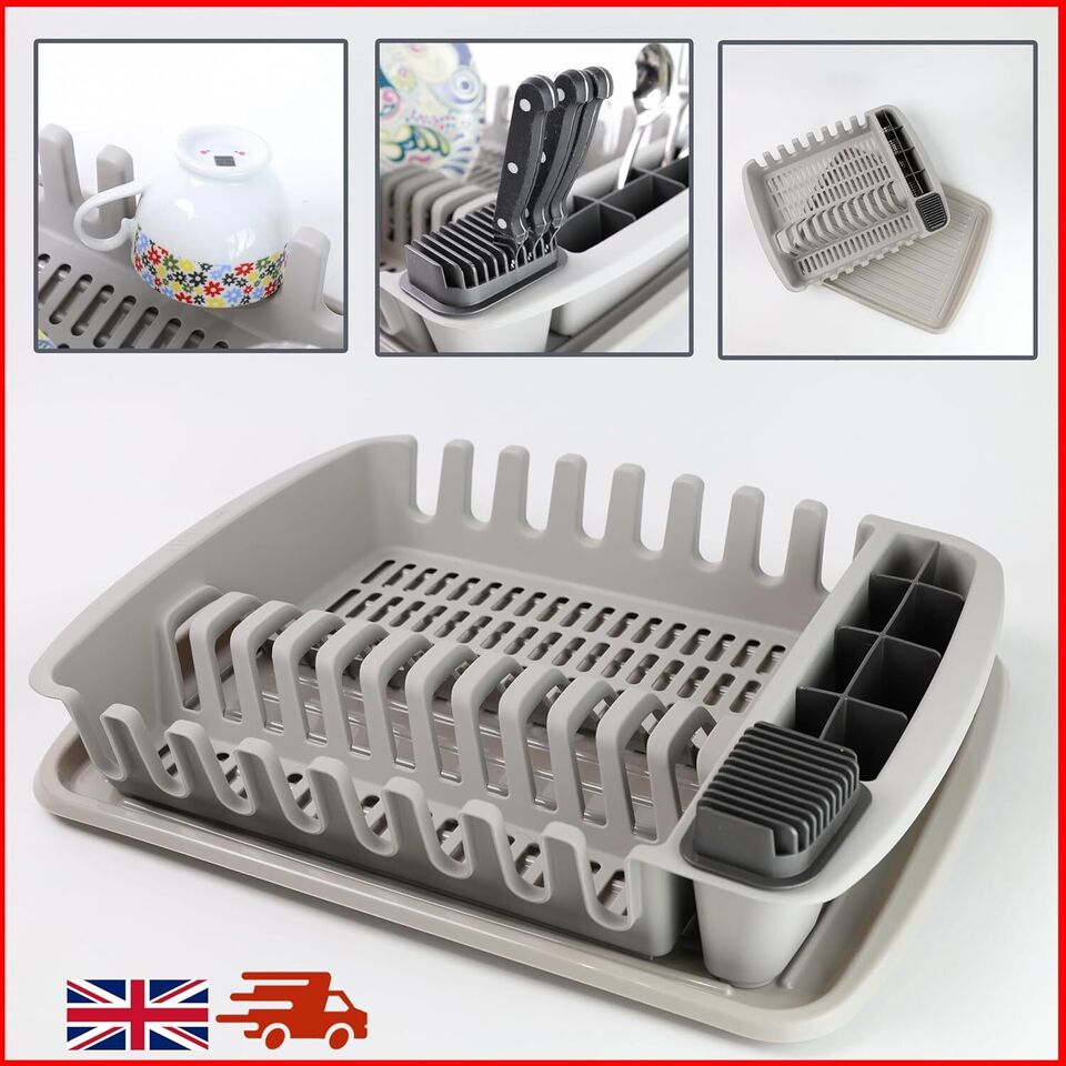 Plastic Dish Drying Rack Sink Drainer Cutlery Cup Utensil Holder For Kitchen - DIVCHI