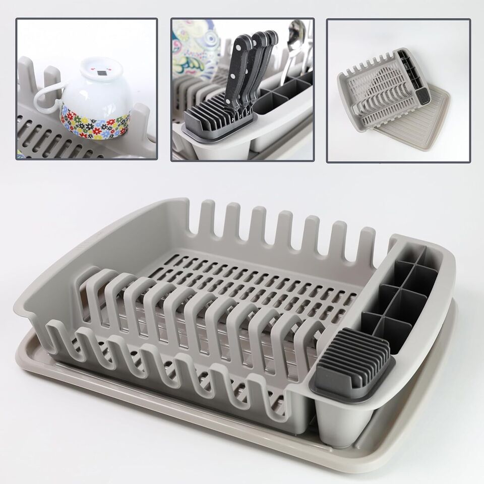 Plastic Dish Drying Rack Sink Drainer Cutlery Cup Utensil Holder For Kitchen - DIVCHI