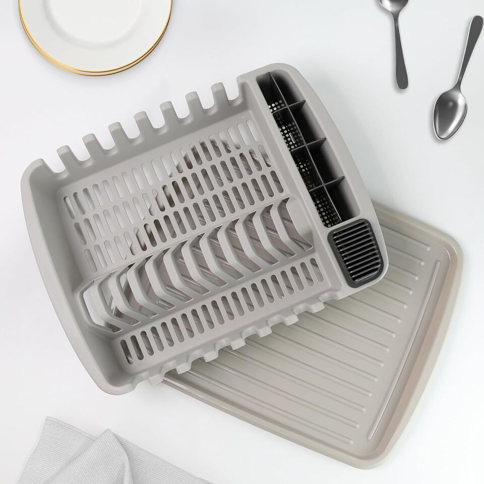 Plastic Dish Drying Rack Sink Drainer Cutlery Cup Utensil Holder For Kitchen - DIVCHI