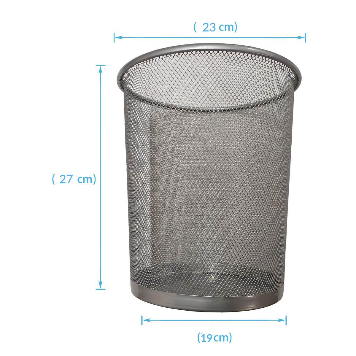 Mesh Waste Bin – Breathable Steel Trash Can with Non-Slip Base (Black & Silver) - DIVCHI