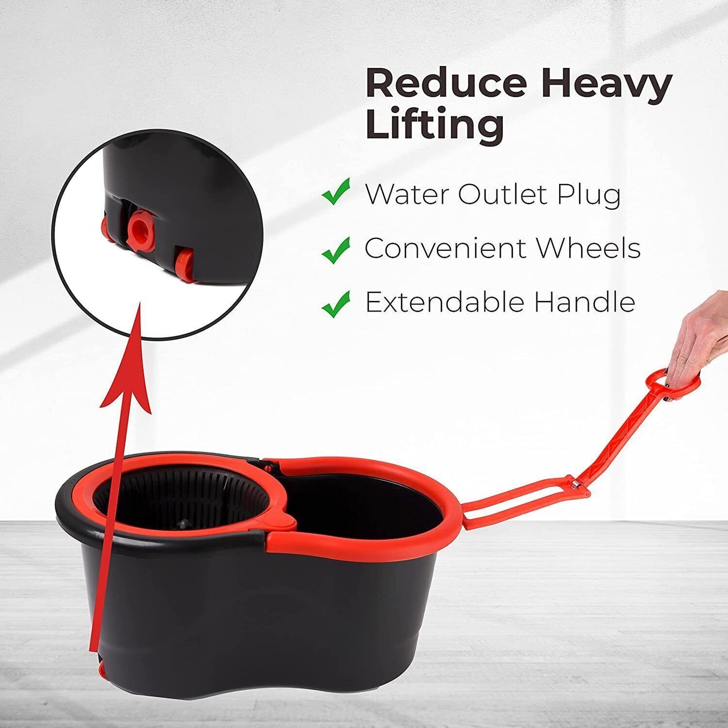 Spin Mop And Bucket Set Floor Cleaning Mopping Bucket Convenient Wheels - DIVCHI