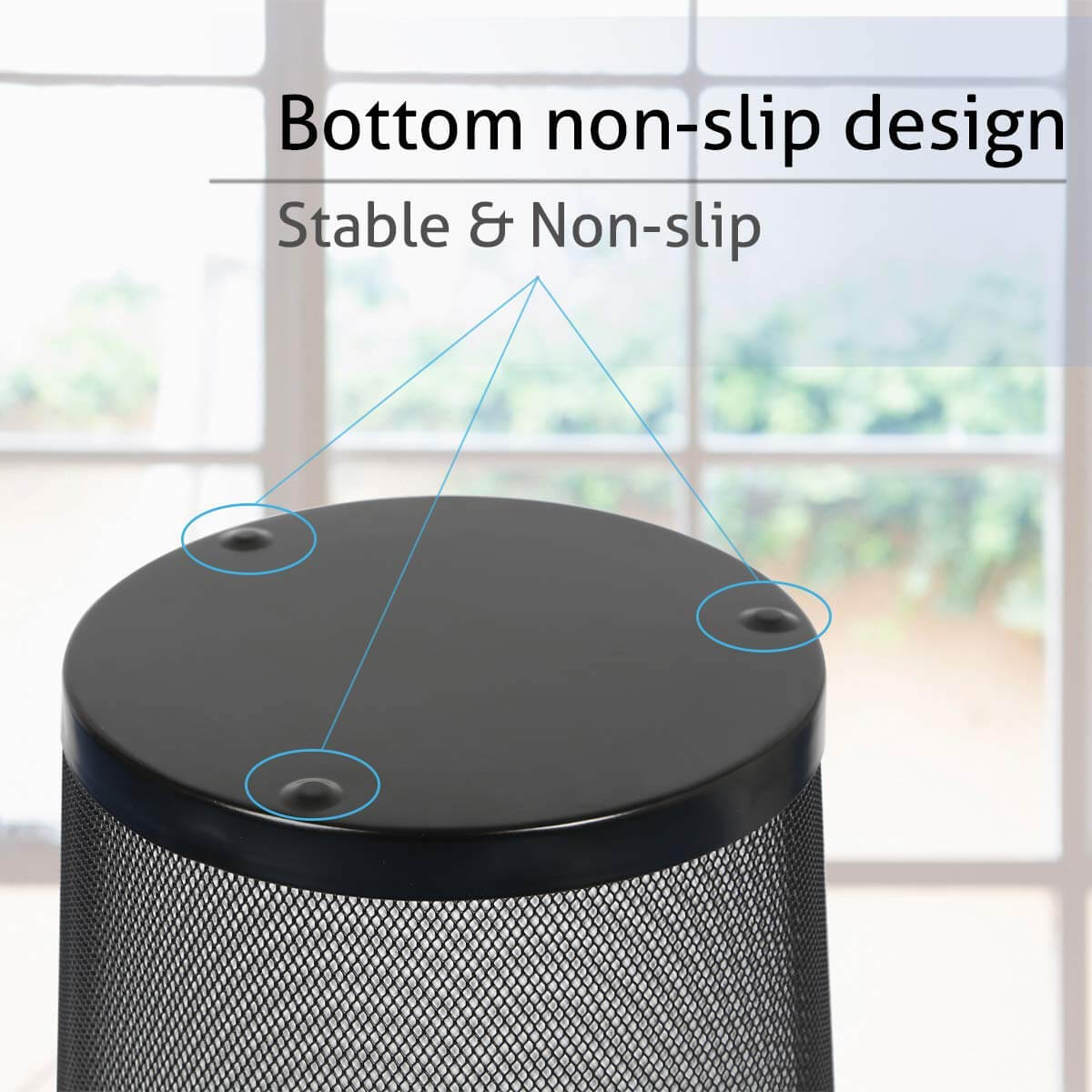 Mesh Waste Bin – Breathable Steel Trash Can with Non-Slip Base (Black & Silver) - DIVCHI
