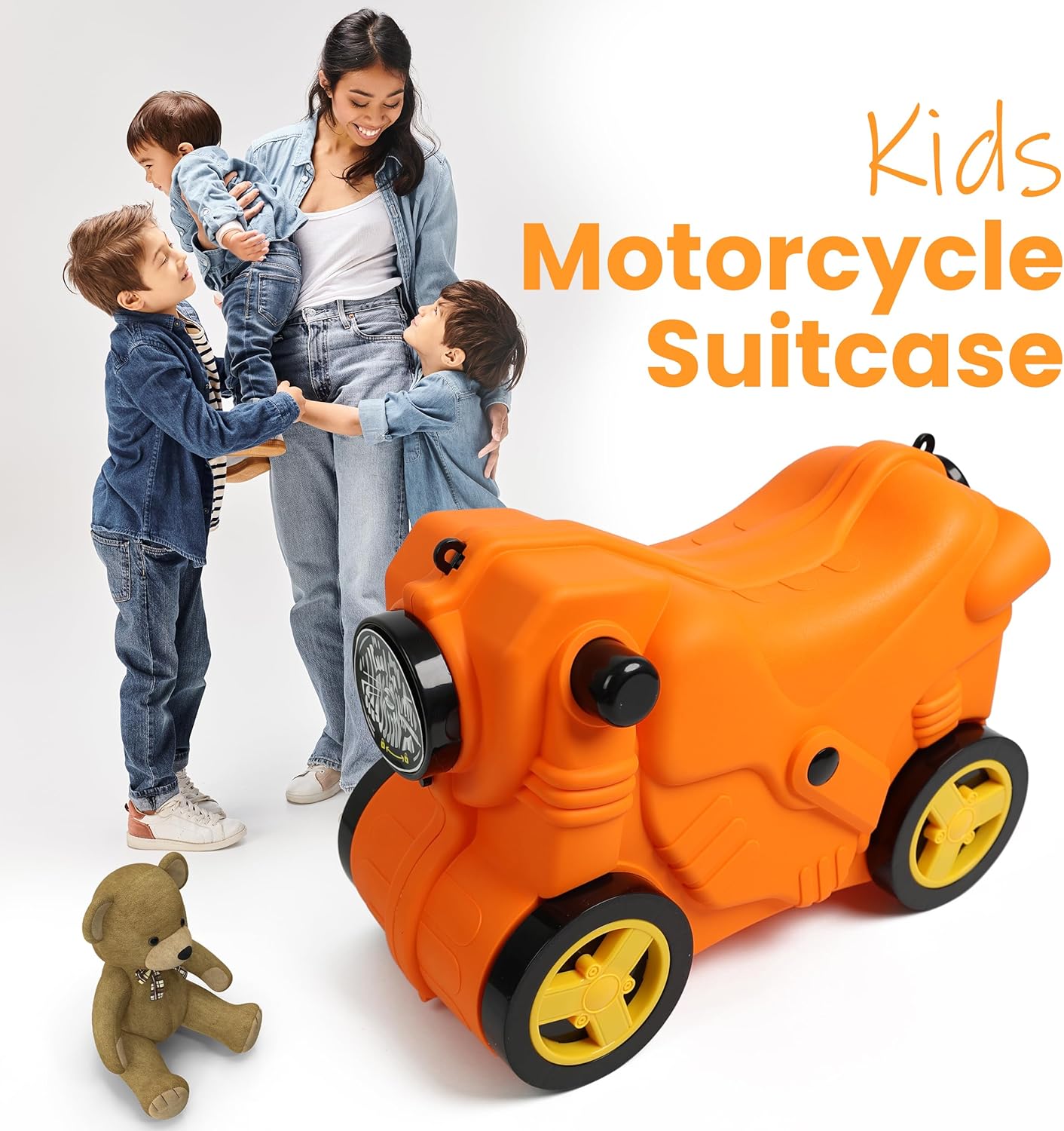 Kids Suitcase with Wheels Ride On Hand Luggage Cabin Trolley Travel Bags - DIVCHI